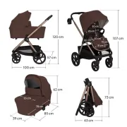 Carucior 2 in 1, Lionelo, Carmine, Parte sport si Landou anti-reflux, Salteluta ventilata, Reglare spatar, Suport de picioare, Maner reglabil, Sustine 22 kg, Cu accesorii, 0 luni+, Maro BYNLO-CARMINE_2IN1_BROWN_CHOCOLATE