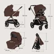 Carucior 2 in 1, Lionelo, Carmine, Parte sport si Landou anti-reflux, Salteluta ventilata, Reglare spatar, Suport de picioare, Maner reglabil, Sustine 22 kg, Cu accesorii, 0 luni+, Maro BYNLO-CARMINE_2IN1_BROWN_CHOCOLATE