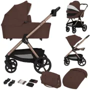 Carucior 2 in 1, Lionelo, Carmine, Parte sport si Landou anti-reflux, Salteluta ventilata, Reglare spatar, Suport de picioare, Maner reglabil, Sustine 22 kg, Cu accesorii, 0 luni+, Maro BYNLO-CARMINE_2IN1_BROWN_CHOCOLATE