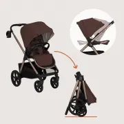 Carucior 2 in 1, Lionelo, Carmine, Parte sport si Landou anti-reflux, Salteluta ventilata, Reglare spatar, Suport de picioare, Maner reglabil, Sustine 22 kg, Cu accesorii, 0 luni+, Maro BYNLO-CARMINE_2IN1_BROWN_CHOCOLATE