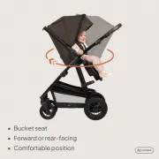 Carucior 3 in 1, Lionelo, Amber, Cadru aluminiu, Cu landou intarit si salteluta moale, Cu scoica auto testata ADAC, Reversibil, Cu accesorii, Geanta parinti, Pana la 22 kg, Maro BYNLO-AMBER_3IN1_BROWN_CHOCOLATE