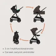 Carucior 3 in 1, Lionelo, Amber, Cadru aluminiu, Cu landou intarit si salteluta moale, Cu scoica auto testata ADAC, Reversibil, Cu accesorii, Geanta parinti, Pana la 22 kg, Maro BYNLO-AMBER_3IN1_BROWN_CHOCOLATE