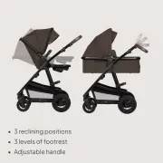 Carucior 3 in 1, Lionelo, Amber, Cadru aluminiu, Cu landou intarit si salteluta moale, Cu scoica auto testata ADAC, Reversibil, Cu accesorii, Geanta parinti, Pana la 22 kg, Maro BYNLO-AMBER_3IN1_BROWN_CHOCOLATE