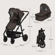 Carucior 3 in 1, Lionelo, Amber, Cadru aluminiu, Cu landou intarit si salteluta moale, Cu scoica auto testata ADAC, Reversibil, Cu accesorii, Geanta parinti, Pana la 22 kg, Maro BYNLO-AMBER_3IN1_BROWN_CHOCOLATE