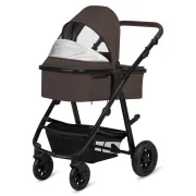 Carucior 3 in 1, Lionelo, Amber, Cadru aluminiu, Cu landou intarit si salteluta moale, Cu scoica auto testata ADAC, Reversibil, Cu accesorii, Geanta parinti, Pana la 22 kg, Maro BYNLO-AMBER_3IN1_BROWN_CHOCOLATE