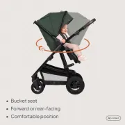 Carucior 3 in 1, Lionelo, Amber, Cadru aluminiu, Cu landou intarit si salteluta moale, Cu scoica auto testata ADAC, Reversibil, Cu accesorii, Geanta parinti, Pana la 22 kg, Verde BYNLO-AMBER_3IN1_GREEN_FOREST
