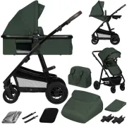 Carucior 3 in 1, Lionelo, Amber, Cadru aluminiu, Cu landou intarit si salteluta moale, Cu scoica auto testata ADAC, Reversibil, Cu accesorii, Geanta parinti, Pana la 22 kg, Verde BYNLO-AMBER_3IN1_GREEN_FOREST