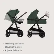 Carucior 3 in 1, Lionelo, Amber, Cadru aluminiu, Cu landou intarit si salteluta moale, Cu scoica auto testata ADAC, Reversibil, Cu accesorii, Geanta parinti, Pana la 22 kg, Verde BYNLO-AMBER_3IN1_GREEN_FOREST
