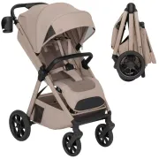 Carucior sport, Lionelo, Bett, Compact, Pliere rapida cu o mana, Copertina impermeabila UPF50+, Cu organizator ThermBag si accesorii, 6-48 luni, Sustine 22 kg, Bej Sand BYNLO-BETT_BEIGE_SAND