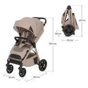 Carucior sport, Lionelo, Bett, Compact, Pliere rapida cu o mana, Copertina impermeabila UPF50+, Cu organizator ThermBag si accesorii, 6-48 luni, Sustine 22 kg, Bej Sand BYNLO-BETT_BEIGE_SAND