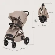 Carucior sport, Lionelo, Bett, Compact, Pliere rapida cu o mana, Copertina impermeabila UPF50+, Cu organizator ThermBag si accesorii, 6-48 luni, Sustine 22 kg, Bej Sand BYNLO-BETT_BEIGE_SAND