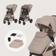 Carucior sport, Lionelo, Bett, Compact, Pliere rapida cu o mana, Copertina impermeabila UPF50+, Cu organizator ThermBag si accesorii, 6-48 luni, Sustine 22 kg, Bej Sand BYNLO-BETT_BEIGE_SAND