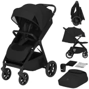 Carucior sport, Lionelo, Bett, Compact, Pliere rapida cu o mana, Copertina impermeabila UPF50+, Cu organizator ThermBag si accesorii, 6-48 luni, Sustine 22 kg, Black Onyx BYNLO-BETT_BLACK_ONYX
