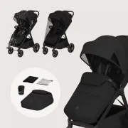 Carucior sport, Lionelo, Bett, Compact, Pliere rapida cu o mana, Copertina impermeabila UPF50+, Cu organizator ThermBag si accesorii, 6-48 luni, Sustine 22 kg, Black Onyx BYNLO-BETT_BLACK_ONYX