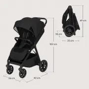 Carucior sport, Lionelo, Bett, Compact, Pliere rapida cu o mana, Copertina impermeabila UPF50+, Cu organizator ThermBag si accesorii, 6-48 luni, Sustine 22 kg, Black Onyx BYNLO-BETT_BLACK_ONYX