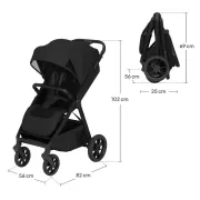Carucior sport, Lionelo, Bett, Compact, Pliere rapida cu o mana, Copertina impermeabila UPF50+, Cu organizator ThermBag si accesorii, 6-48 luni, Sustine 22 kg, Black Onyx BYNLO-BETT_BLACK_ONYX