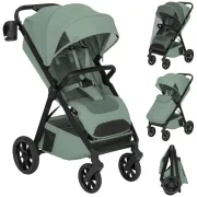 Carucior sport, Lionelo, Bett, Compact, Pliere rapida cu o mana, Copertina impermeabila UPF50+, Cu organizator ThermBag si accesorii, 6-48 luni, Sustine 22 kg, Green Sage BYNLO-BETT_GREEN_SAGE