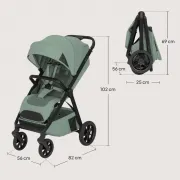 Carucior sport, Lionelo, Bett, Compact, Pliere rapida cu o mana, Copertina impermeabila UPF50+, Cu organizator ThermBag si accesorii, 6-48 luni, Sustine 22 kg, Green Sage BYNLO-BETT_GREEN_SAGE