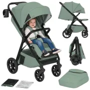 Carucior sport, Lionelo, Bett, Compact, Pliere rapida cu o mana, Copertina impermeabila UPF50+, Cu organizator ThermBag si accesorii, 6-48 luni, Sustine 22 kg, Green Sage BYNLO-BETT_GREEN_SAGE