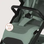 Carucior sport, Lionelo, Bett, Compact, Pliere rapida cu o mana, Copertina impermeabila UPF50+, Cu organizator ThermBag si accesorii, 6-48 luni, Sustine 22 kg, Green Sage BYNLO-BETT_GREEN_SAGE