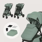 Carucior sport, Lionelo, Bett, Compact, Pliere rapida cu o mana, Copertina impermeabila UPF50+, Cu organizator ThermBag si accesorii, 6-48 luni, Sustine 22 kg, Green Sage BYNLO-BETT_GREEN_SAGE