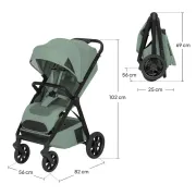 Carucior sport, Lionelo, Bett, Compact, Pliere rapida cu o mana, Copertina impermeabila UPF50+, Cu organizator ThermBag si accesorii, 6-48 luni, Sustine 22 kg, Green Sage BYNLO-BETT_GREEN_SAGE