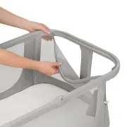Patut co-sleeper, Lionelo , Evo Luna, 2 in 1, Cu laterala culisanta, Cu setare unghiulara, Cu roti, Reglabil in 6 pozitii pe inaltime, Gri BYNLO-LUNA_EVO_GREY_DOVE
