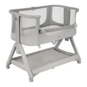 Patut co-sleeper, Lionelo , Evo Luna, 2 in 1, Cu laterala culisanta, Cu setare unghiulara, Cu roti, Reglabil in 6 pozitii pe inaltime, Gri BYNLO-LUNA_EVO_GREY_DOVE