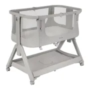 Patut co-sleeper, Lionelo , Evo Luna, 2 in 1, Cu laterala culisanta, Cu setare unghiulara, Cu roti, Reglabil in 6 pozitii pe inaltime, Gri BYNLO-LUNA_EVO_GREY_DOVE
