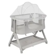 Patut co-sleeper, Lionelo , Evo Luna, 2 in 1, Cu laterala culisanta, Cu setare unghiulara, Cu roti, Reglabil in 6 pozitii pe inaltime, Gri BYNLO-LUNA_EVO_GREY_DOVE