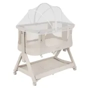 Patut co-sleeper, Lionelo, Evo Luna, 2 in 1, Cu laterala culisanta, Cu setare unghiulara, Cu roti, Reglabil in 6 pozitii pe inaltime, Bej BYNLO-LUNA_EVO_BEIGE_SAND