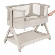 Patut co-sleeper, Lionelo, Evo Luna, 2 in 1, Cu laterala culisanta, Cu setare unghiulara, Cu roti, Reglabil in 6 pozitii pe inaltime, Bej BYNLO-LUNA_EVO_BEIGE_SAND