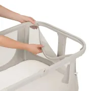Patut co-sleeper, Lionelo, Evo Luna, 2 in 1, Cu laterala culisanta, Cu setare unghiulara, Cu roti, Reglabil in 6 pozitii pe inaltime, Bej BYNLO-LUNA_EVO_BEIGE_SAND