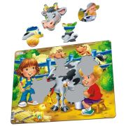 Puzzle Copiii la Ferma cu Vaca, 18 Piese Larsen LRBM5 - BBJLRBM5_Initiala