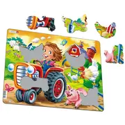 Puzzle Copil la Ferma pe Tractor, 15 Piese Larsen LRBM7 - BBJLRBM7_Initiala