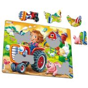 Puzzle Copil la Ferma pe Tractor, 15 Piese Larsen LRBM7 - BBJLRBM7_Initiala