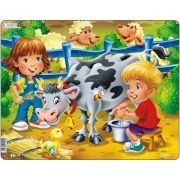 Puzzle Copiii la Ferma cu Vaca, 18 Piese Larsen LRBM5 - BBJLRBM5_Initiala
