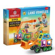 Magspace 81 Piese - Land Vehicles - Joc Magnetic Educativ de Constructie 3D - MMTMT - MS 1993