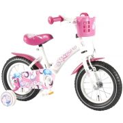 Bicicleta copii fete 12 inch Volare Bike Giggles cu roti ajutatoare si cosulet roz partial montata - SOLVOL21223