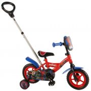 Bicicleta pentru baieti 10 inch cu maner si roti ajutatoare partial montata Spiderman - SOLVOL41054