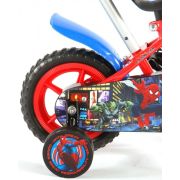 Bicicleta pentru baieti 10 inch cu maner si roti ajutatoare partial montata Spiderman - SOLVOL41054