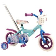 Bicicleta pentru fete 10 inch cu maner roti ajutatoare si cosulet partial montata Frozen - SOLVOL51061