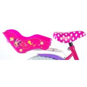 Bicicleta Volare pentru fete 14 inch cu scaun pentru papusi roti ajutatoare si cosulet Minnie Mouse partial montata - SOLVOL31426