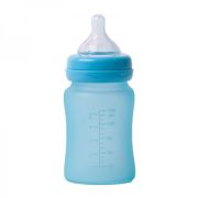 Biberon termo din sticla acoperita de silicon cu indicator de temperatura Bo Jungle 150 ml albastru - SOLBJB595000