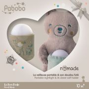 Lampa de veghe Pabobo Nomade cu Ursulet Plus culoare Bej cu Led reincarcabila - SOLPABSL02GIFTBOX01