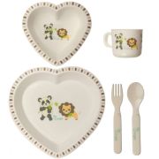 Set cina pentru bebelusi Panda si Leu in forma de inima Bo Jungle - SOLBJB550600