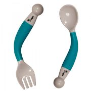 Set tacamuri copii BO Jungle lingurita si furculita albastre flexibile  - SOLBJB570000