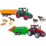 Set 2 tractoare cu frictiune trailer si 7 animale Globo - SOLGL38368