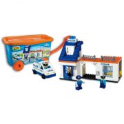 Set constructie cuburi Unico Statie de Politie Galetusa cu maner si roti  - SOLUN8544-1