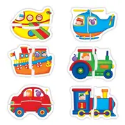 Baby puzzles: set de 6 puzzle-uri transport (2 piese)